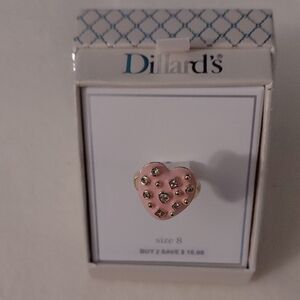 NWT Pink Heart Ring with Gold Accents Size 8